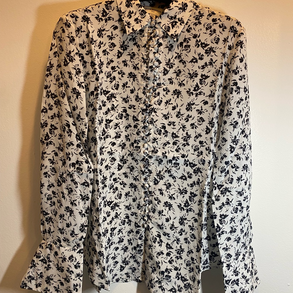 Brand New Club Monaco Printed Helek Silk Shirt